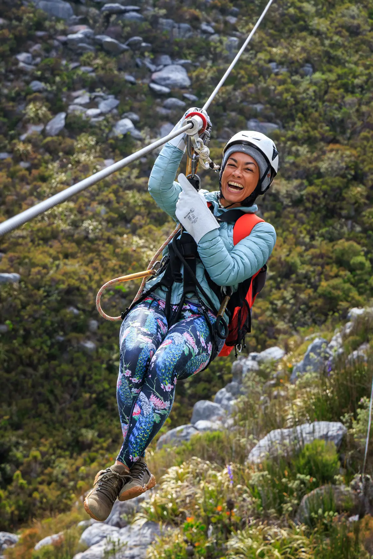 A guest enjoying the zipline tour